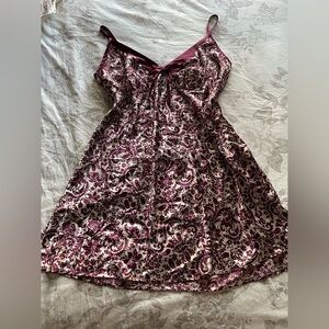 Y2K Purple Filigree Satin Babydoll Mini Slip Dress 18/20 Fairycore Whimsigoth